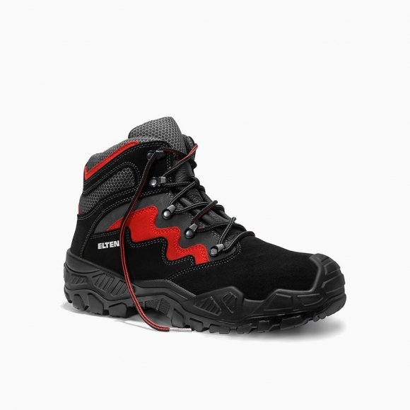 ELTEN HERREN Sicherheitsschnürstiefel MICK black-red Mid ESD S3S