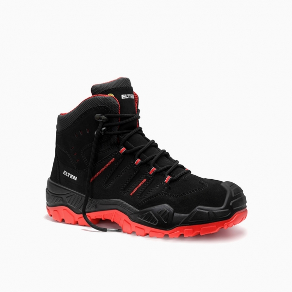 ELTEN HERREN Sicherheitsschnürstiefel QUENTIN black-red Mid ESD S3S