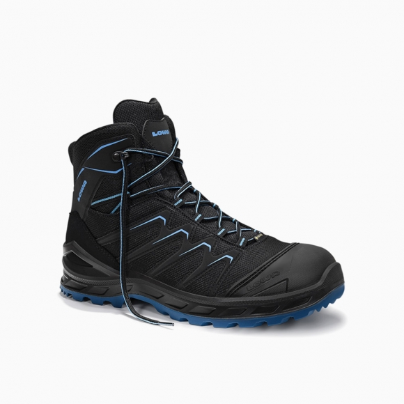 HERREN LOWA Sicherheitsstiefel LARROX Work GTX black-blue Mid S3 CI