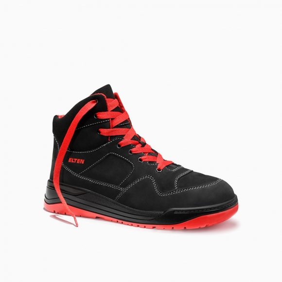 ELTEN HERREN Sicherheitsschnürstiefel MAVERICK black-red Mid ESD S3S