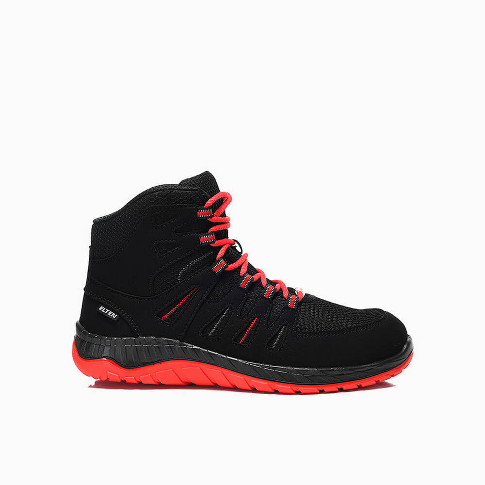 ELTEN DAMEN Sicherheitsschnürstiefel MADDOX black-red Mid ESD S3S