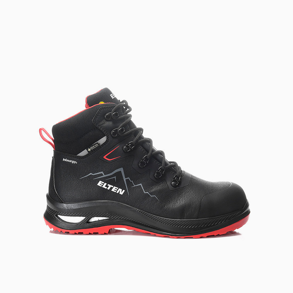 ELTEN HERREN Sicherheitsschnürstiefel NOLAN XXG GTX black-red Mid ESD S3S WR HI CI